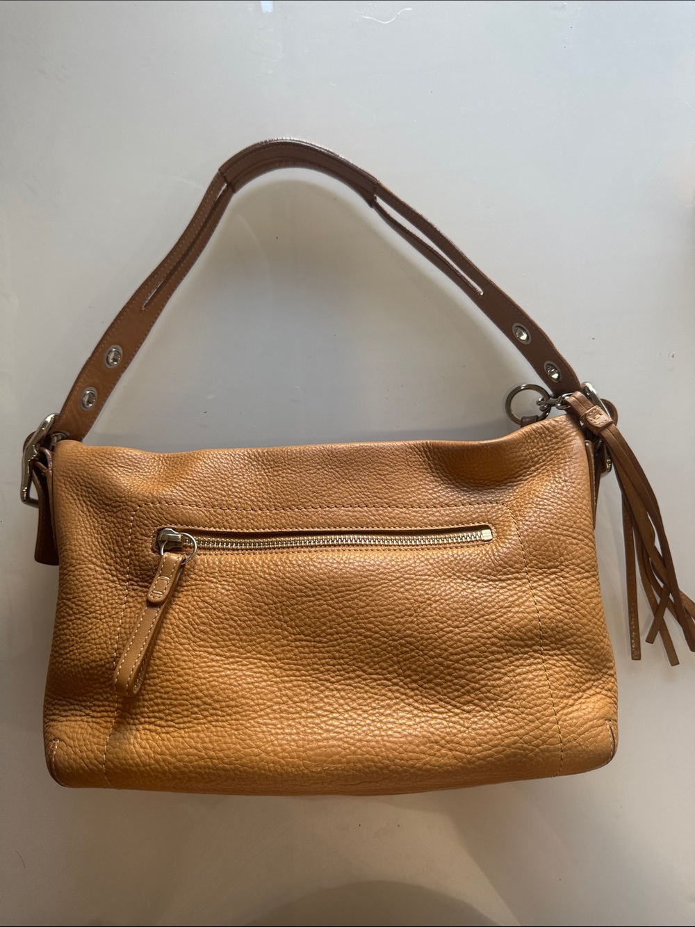 Vintage Coach Legacy East West Tan Pebbled Leather shoulder bag